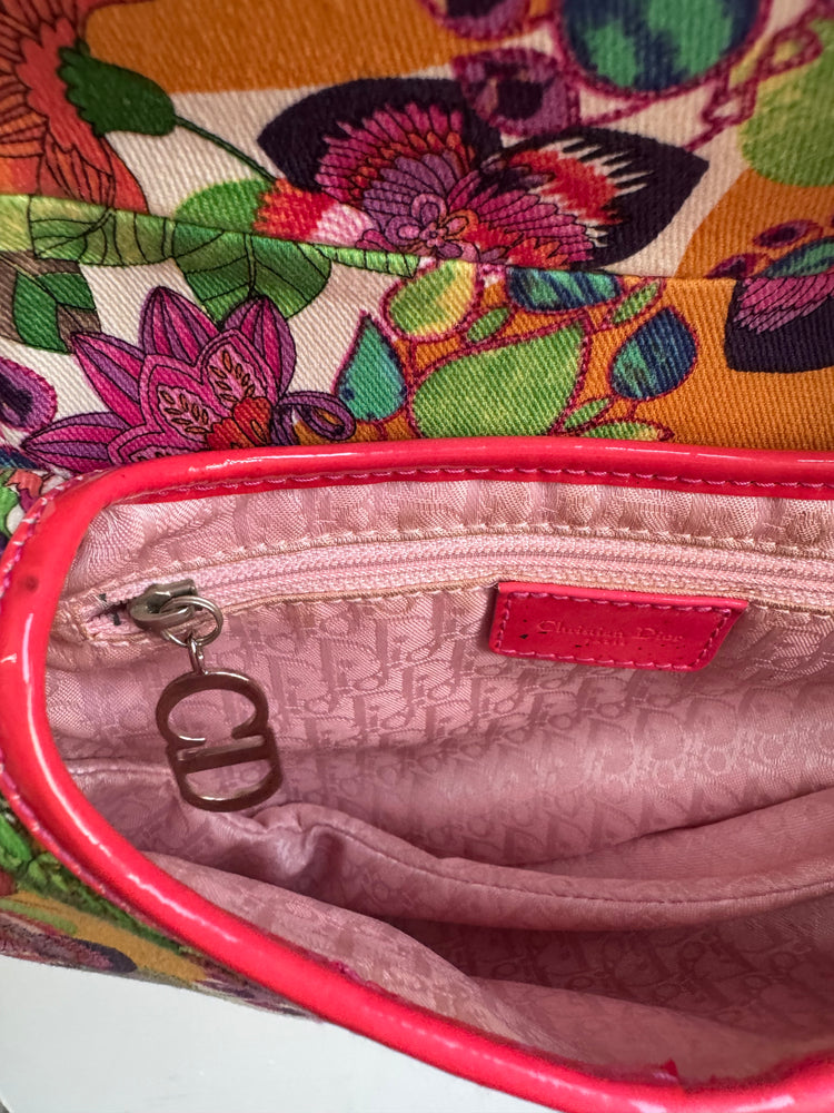 Vintage Dior 2004 Multicolor Floral Glamour Saddle Bag