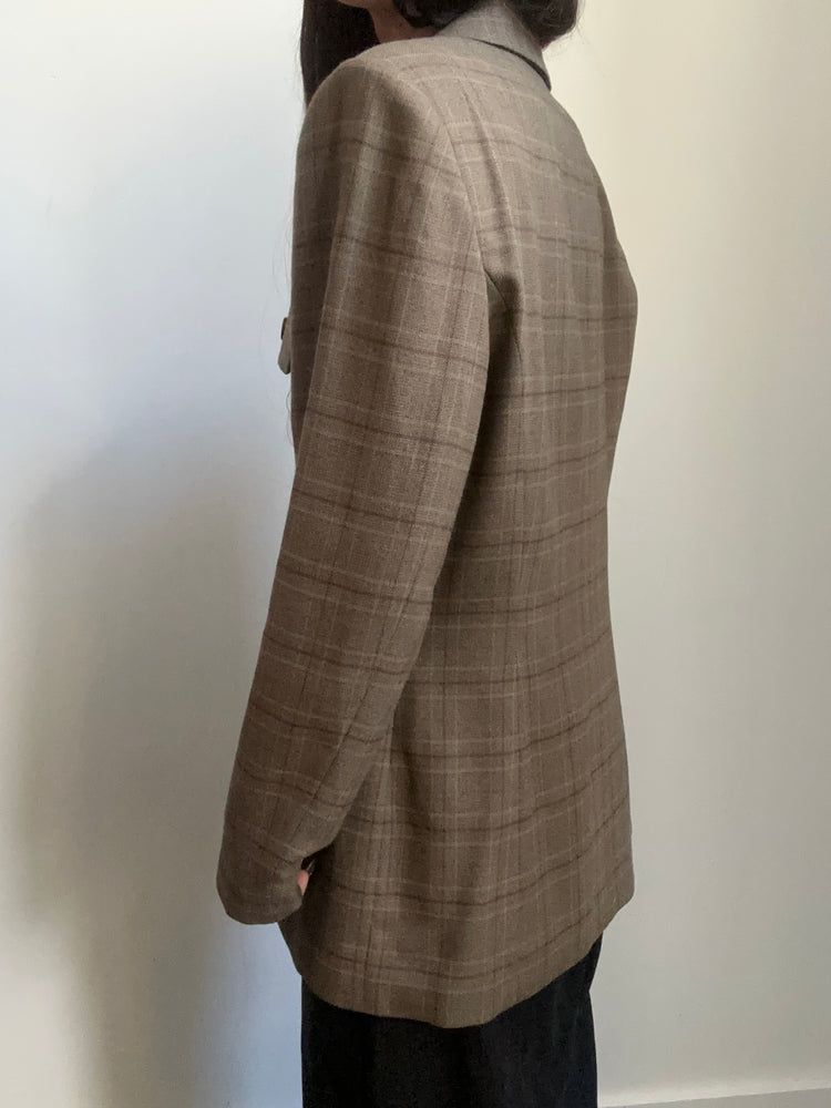 Vintage Brown Toned Plaid Blazer Size Large