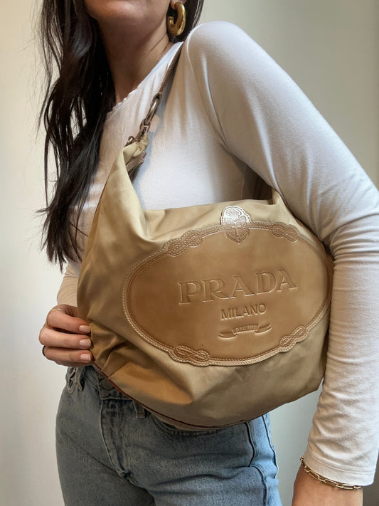 Vintage Prada Beige Tessuto Handbag