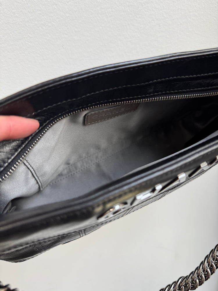 Chanel 2008 Black Quilted Lambskin Pochette Bag