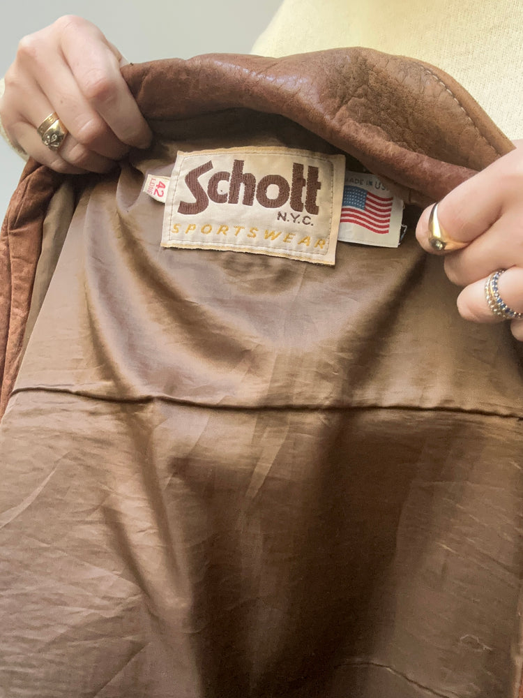 Vintage SCHOTT NYC Brown Leather Jacket Size M