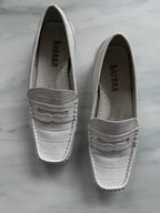 Vintage Ralph Lauren White Croc Embossed Loafers Size 6 1/2