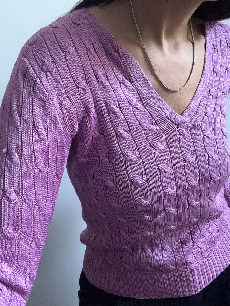 Vintage Ralph Lauren Pink Cable Knit Sweater Size S