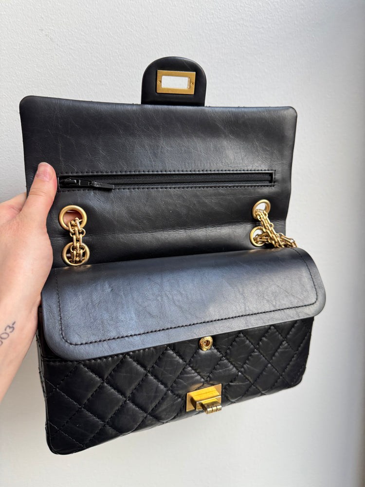 Chanel Black Quilted Calfskin Leather Reissue 225 Flap Bag