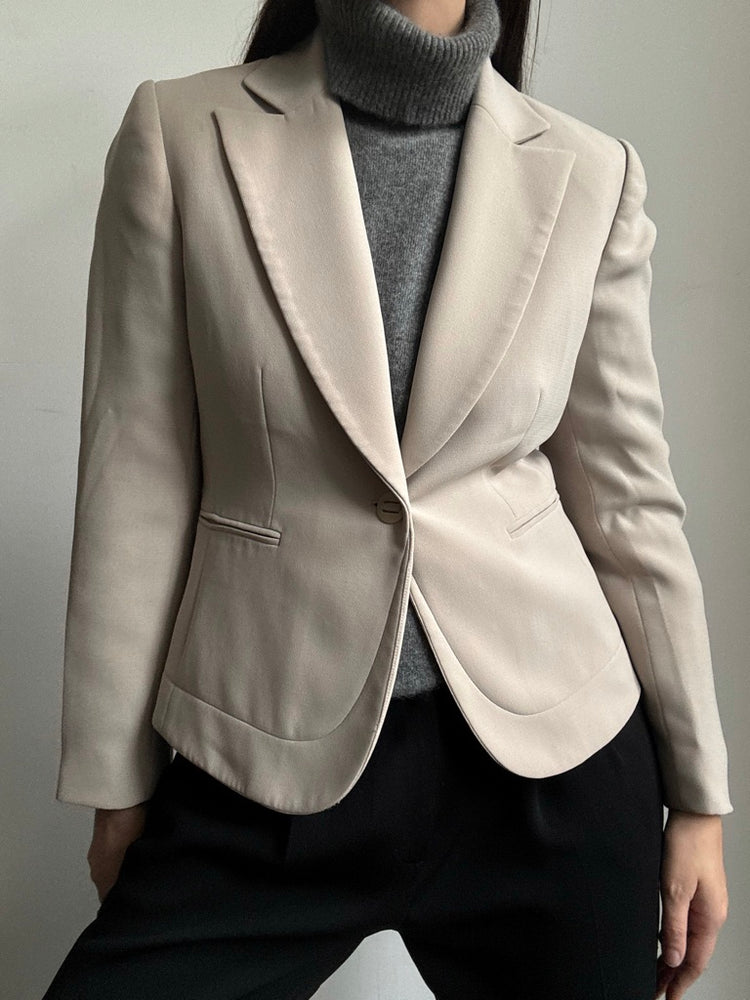 Vintage Beige Fitted Petite Blazer Size 6
