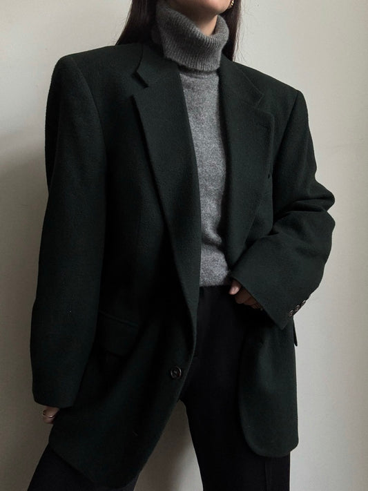 Vintage Camel Hair Dark Green Blazer Size Large