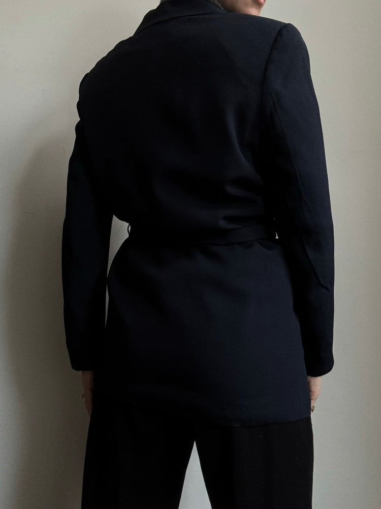 Vintage Navy Blue Belted Blazer Size Medium