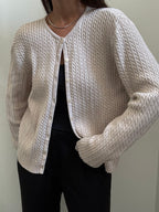 Vintage Cream Cable Knit Cardigan Size M