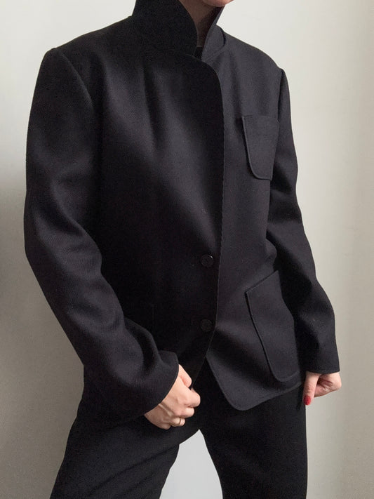 Vintage Navy Wool Blazer w/ Blazer Trim Size Large