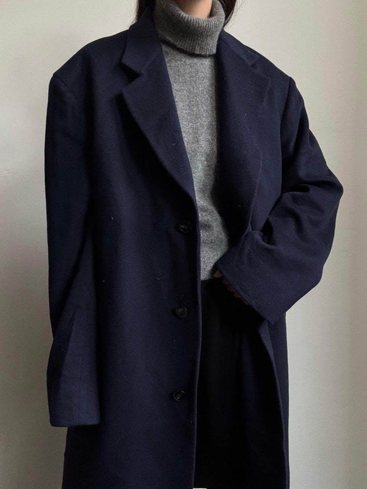 Vintage Navy Blue Cashmere Trench Size Large