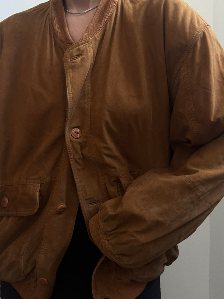 Vintage Brown Italian Suede Bomber Size Medium