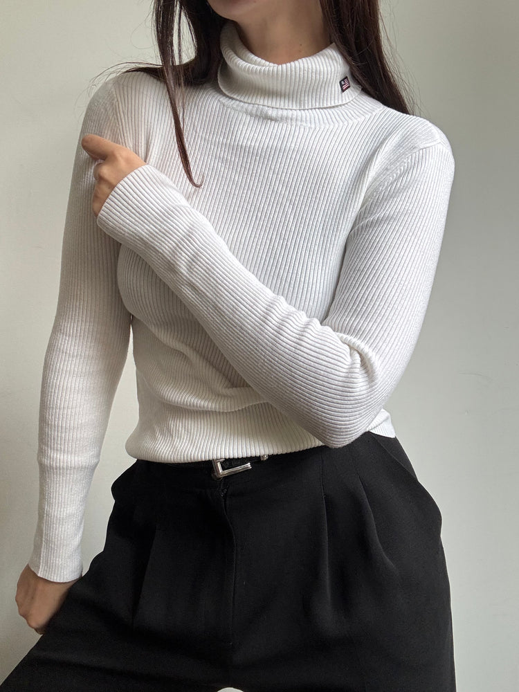 Vintage Polo Ralph Lauren White Turtle Neck Sweater Size Small