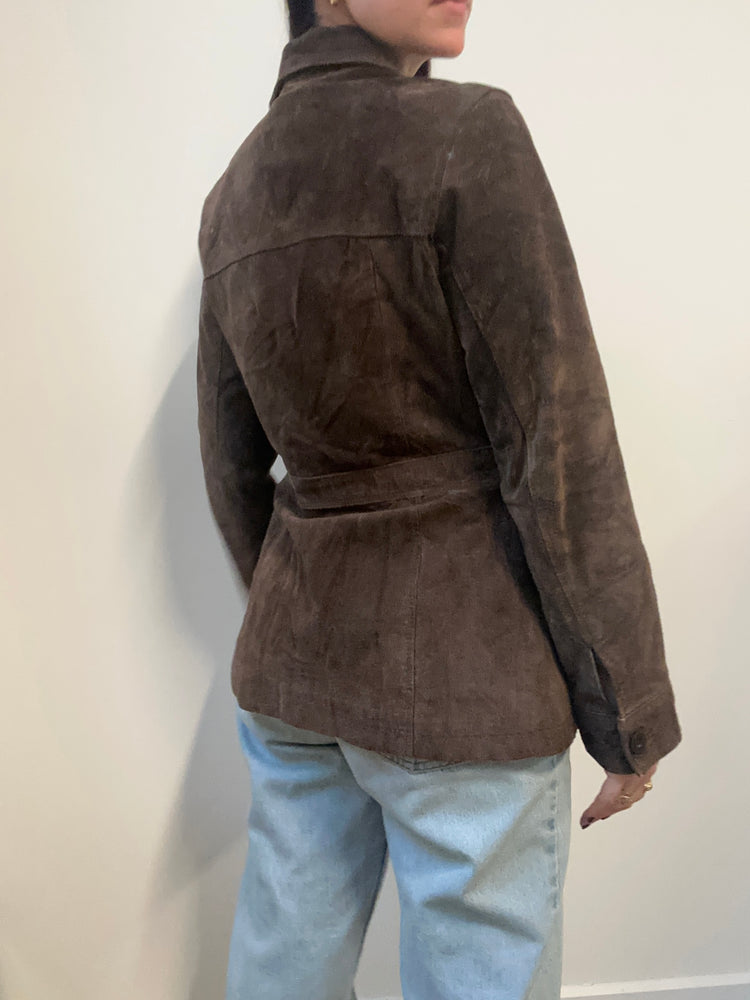 Vintage Brown Leather Suede Jacket Size 4