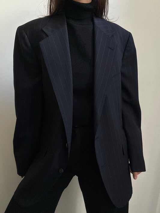 Vintage Ralph Lauren Navy Pinstripe Blazer Size Medium