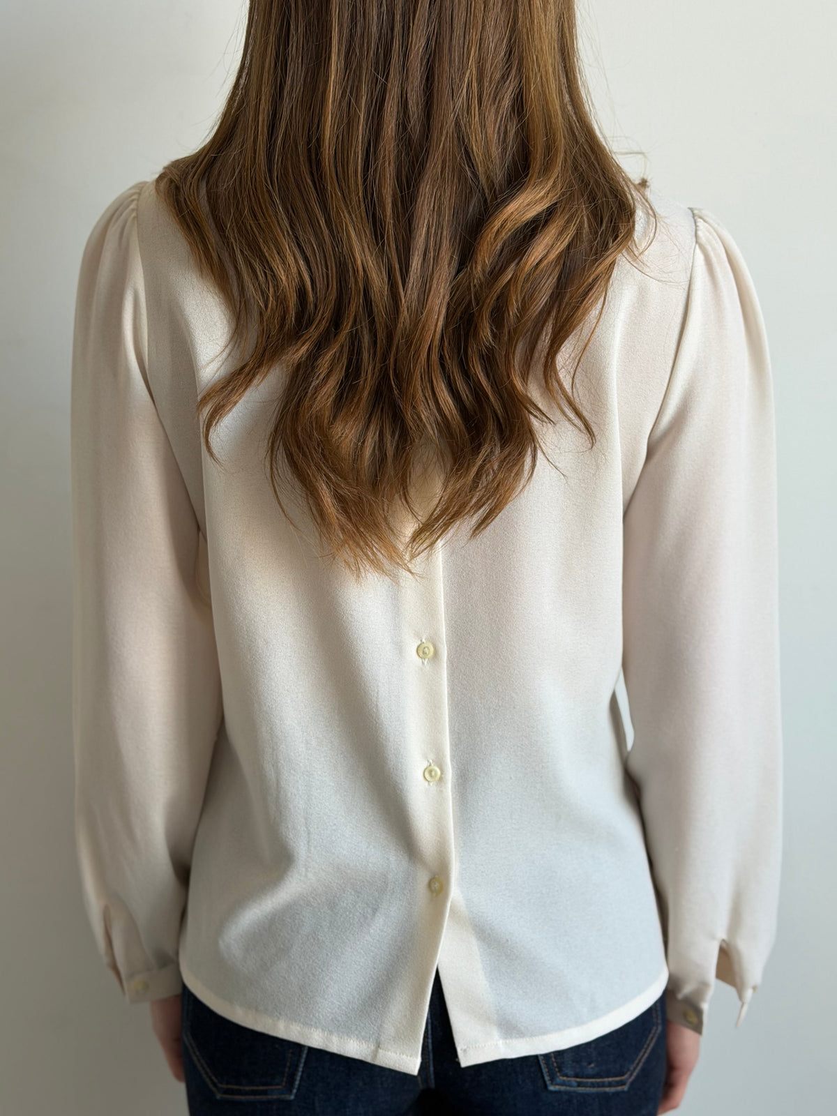 Vintage Ivory Ruffled Panel Blouse Size Medium