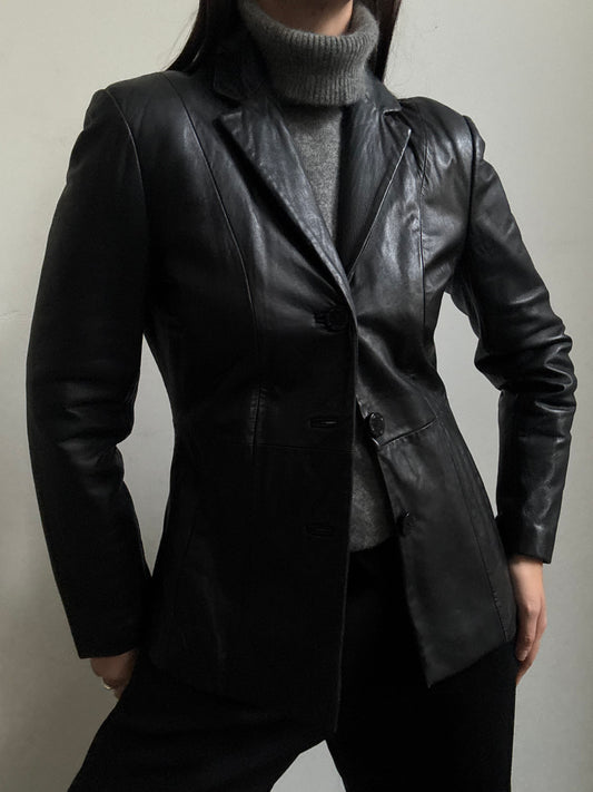 Vintage Black Leather Jacket Size Small