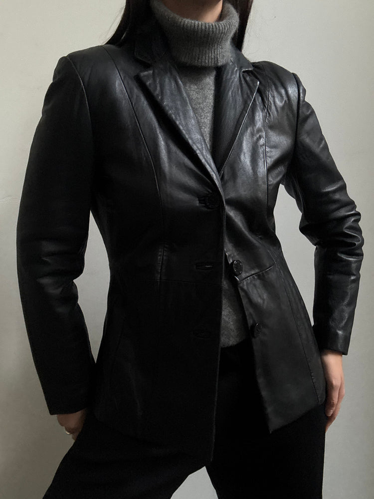 Vintage Black Leather Jacket Size Small