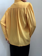 Vintage Yellow Umberto Silk Blend Button-Up Blouse Size Large