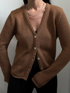 Vintage Chestnut Brown Knit Cardigan Size Medium