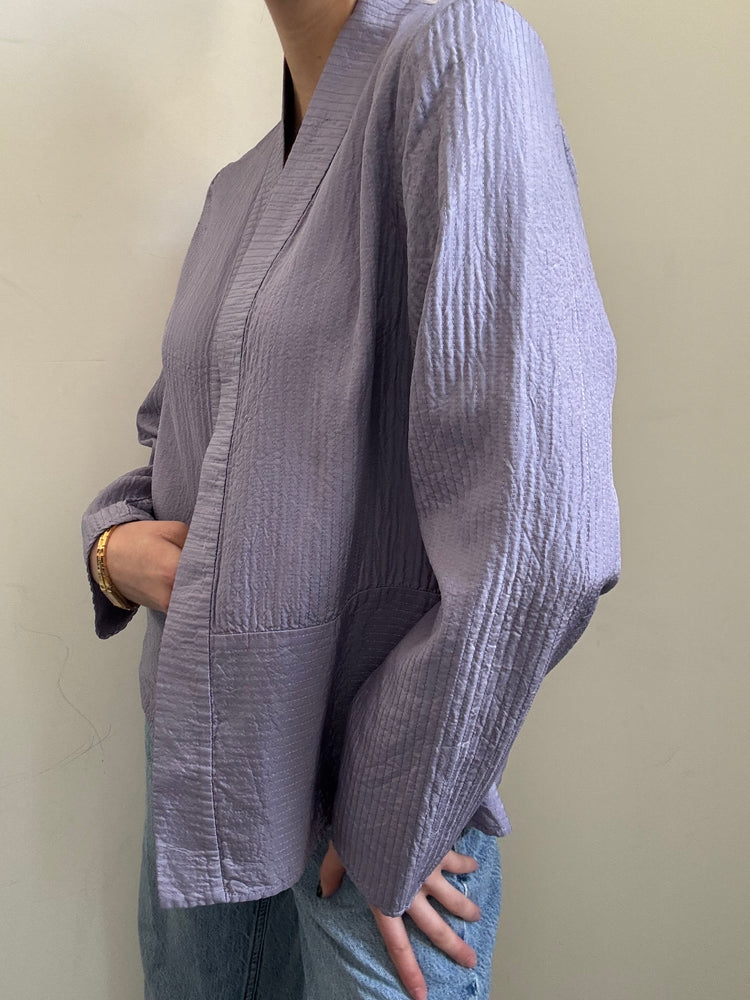 Vintage Dusty Purple Silk Lightweight Evening Jacket Size Medium