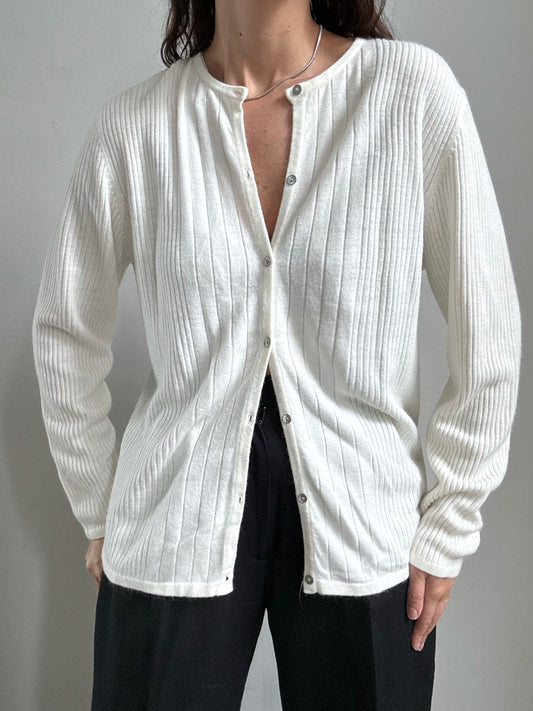 Vintage Soft Ivory Cardigan Size Medium