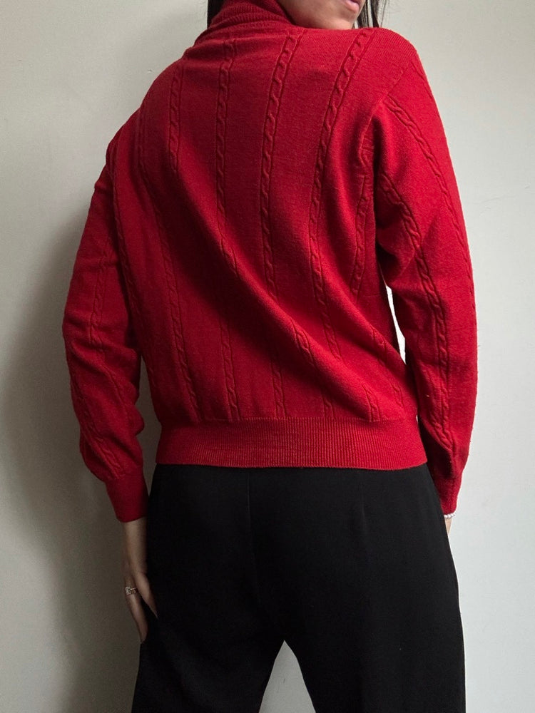 Vintage Red Merino Wool Turtleneck Size Small