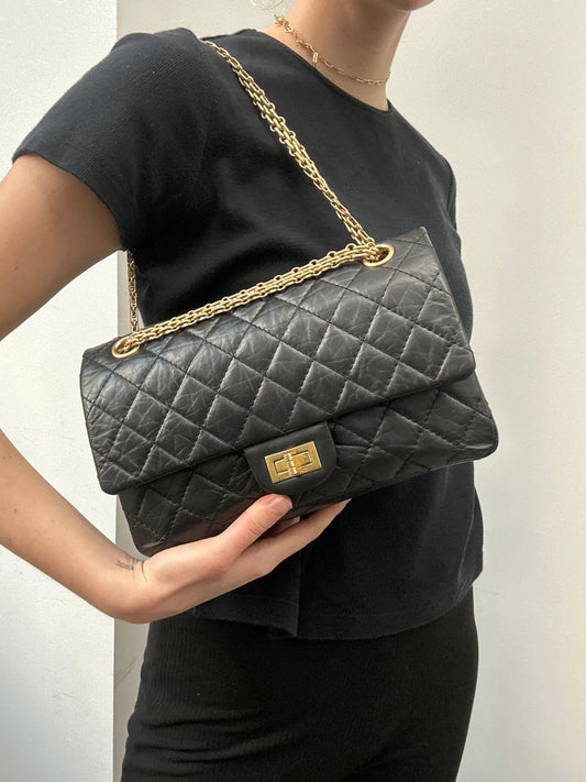 Chanel Black Quilted Calfskin Leather Reissue 225 Flap Bag