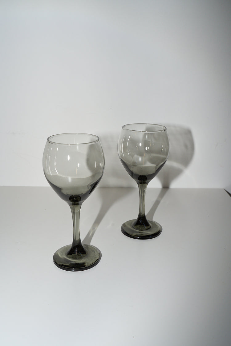 Vintage Smokey Wine Glasses (Set of 2)