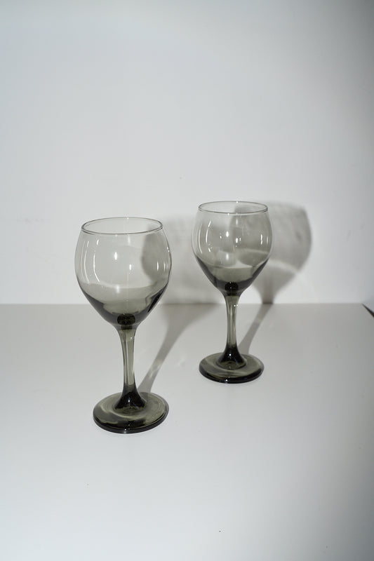 Vintage Smokey Wine Glasses (Set of 2)