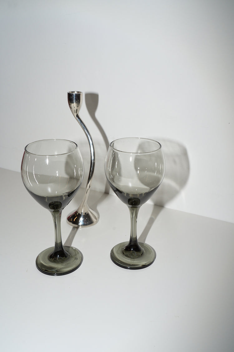 Vintage Smokey Wine Glasses (Set of 2)