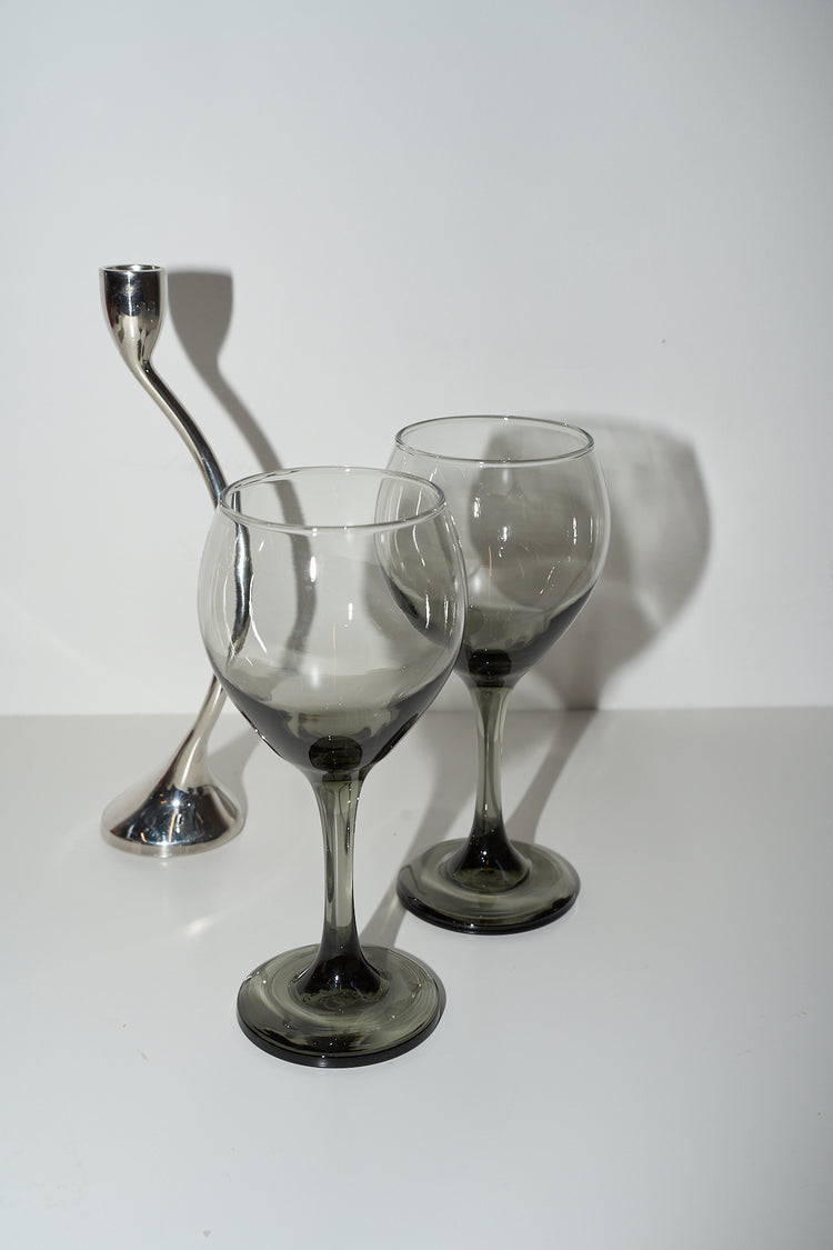 Vintage Smokey Wine Glasses (Set of 2)