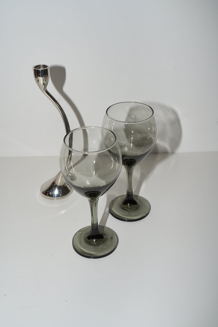 Vintage Smokey Wine Glasses (Set of 2)