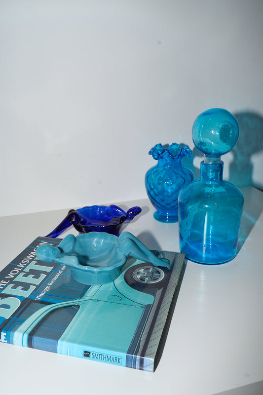 Vintage Cobalt Blue Ruffle Vase