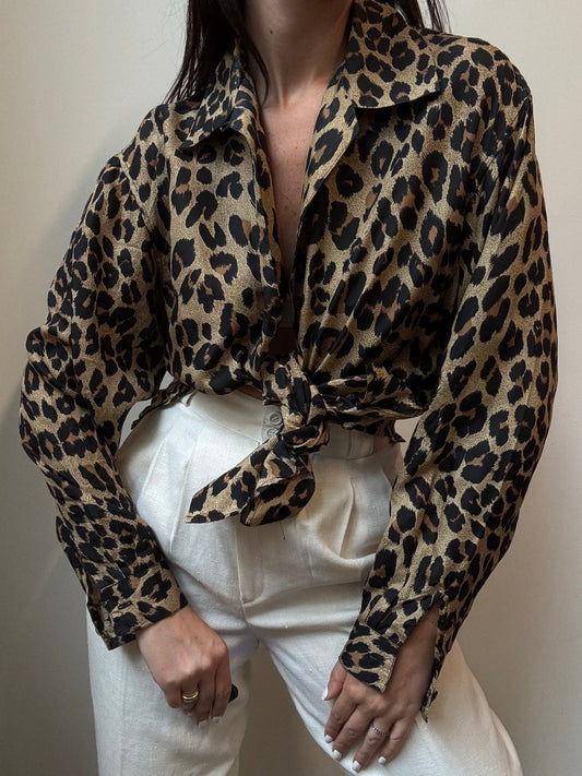Vintage Leopard Button-Up Size M