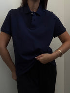 Vintage Ralph Lauren Navy Cotton Blend Polo Size Large