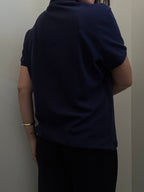 Vintage Ralph Lauren Navy Cotton Blend Polo Size Large