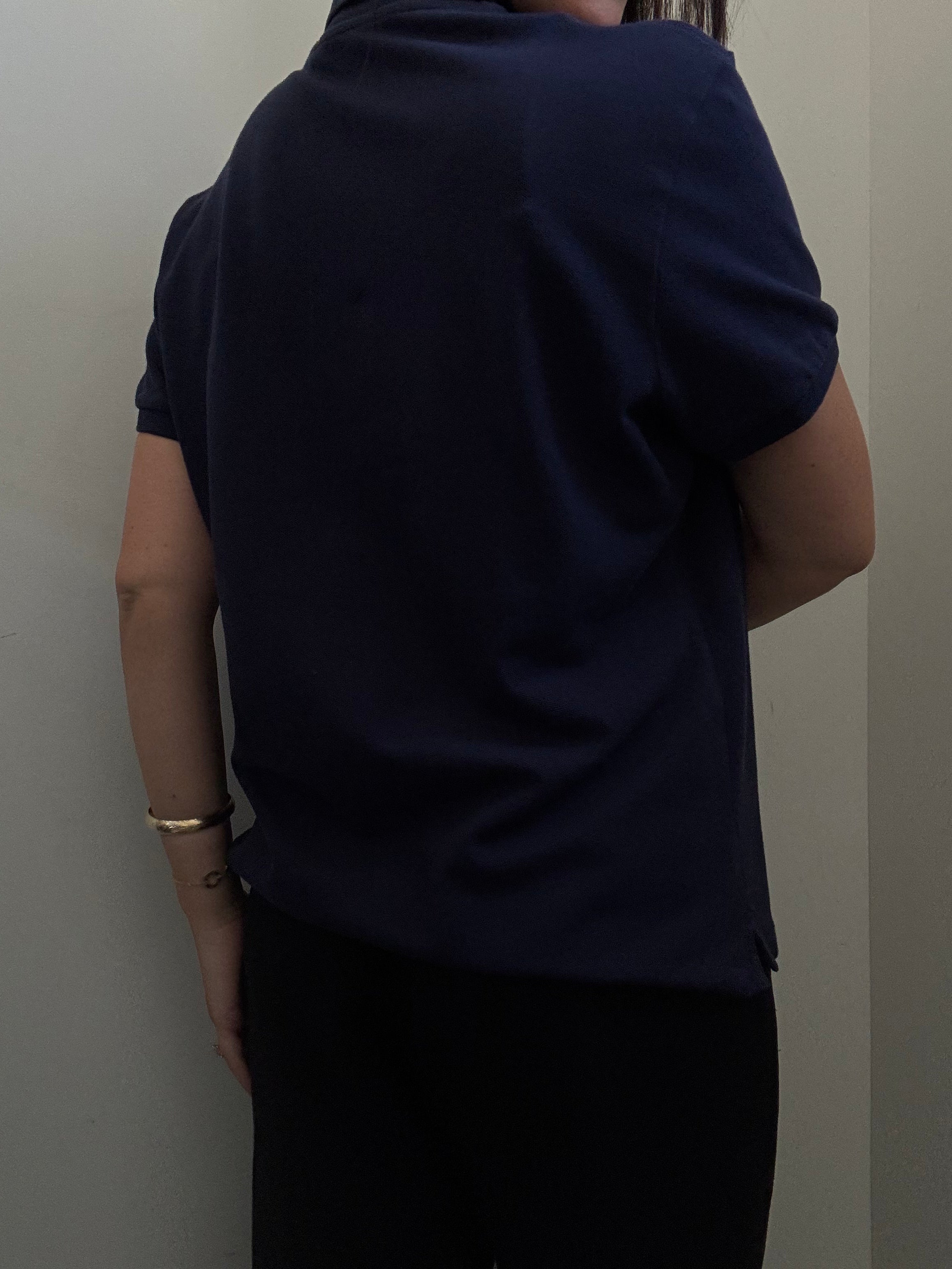 Vintage Ralph Lauren Navy Cotton Blend Polo Size Large