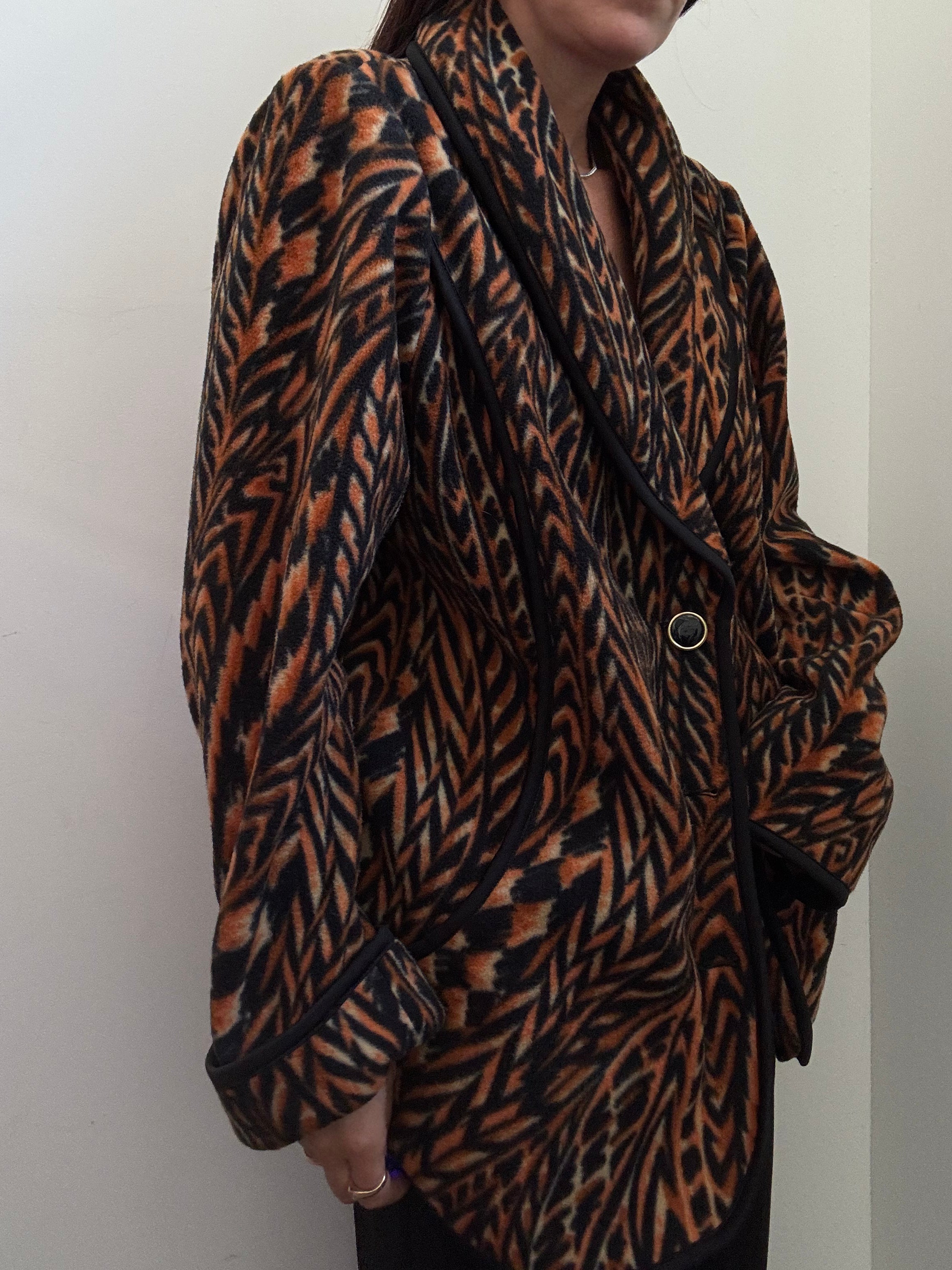 Vintage Bob Mackie Western Orange Fleece Jacket Size Large