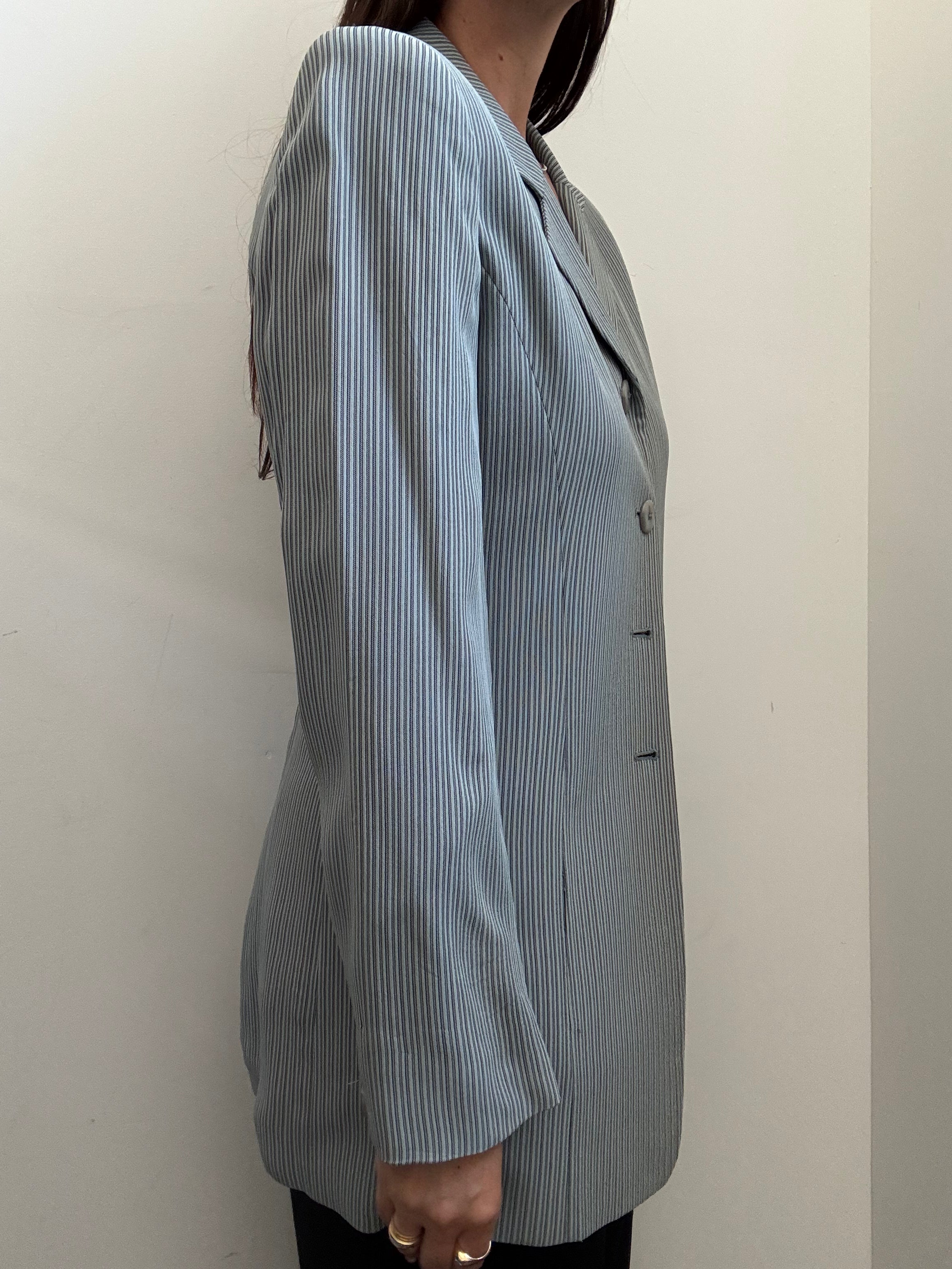 Vintage Ash Blue Striped Fitted Blazer Size Small
