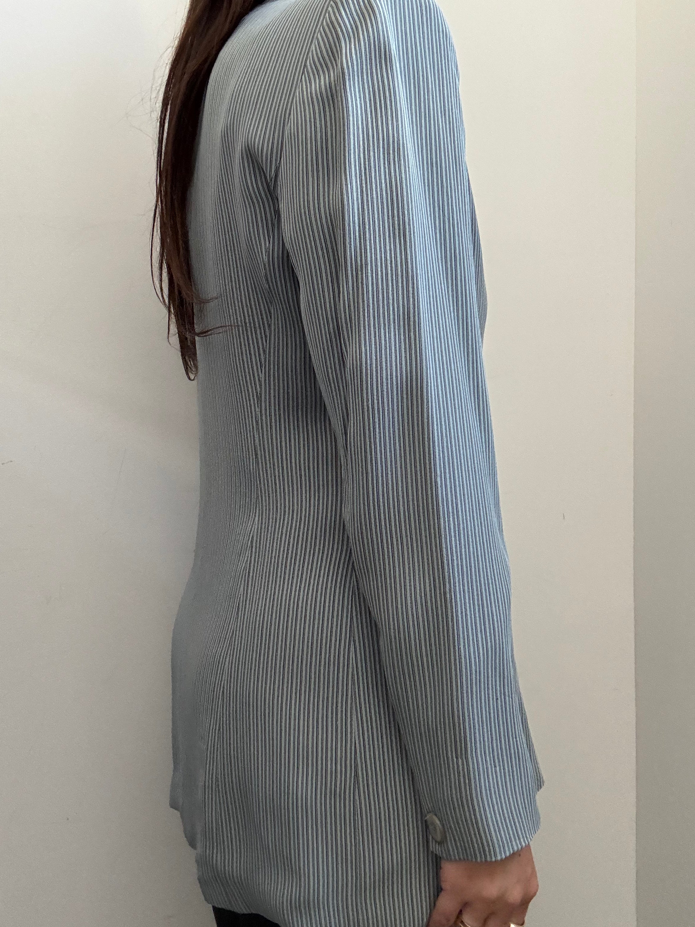 Vintage Ash Blue Striped Fitted Blazer Size Small