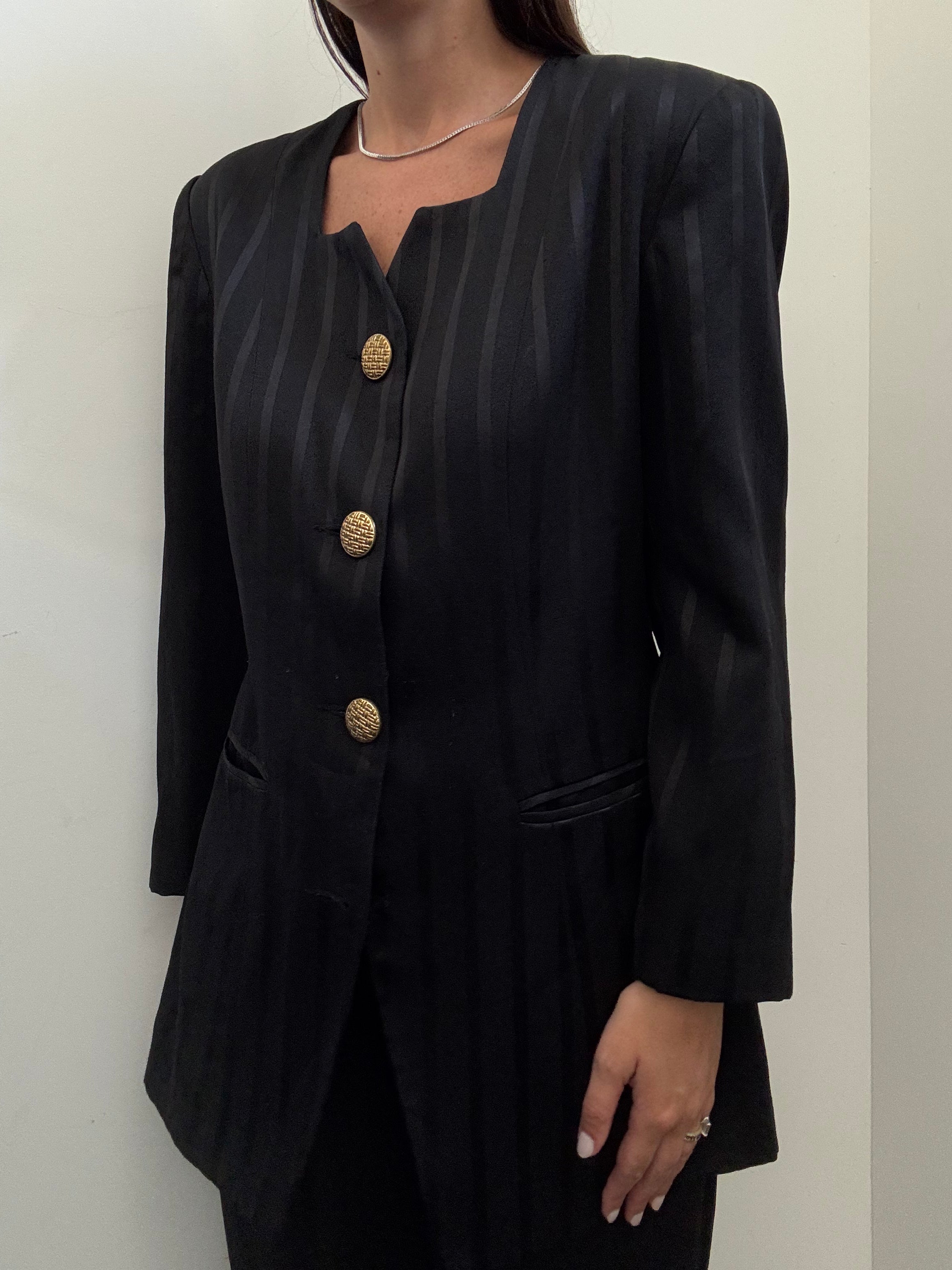 Vintage Black Striped Suit Set Size Medium