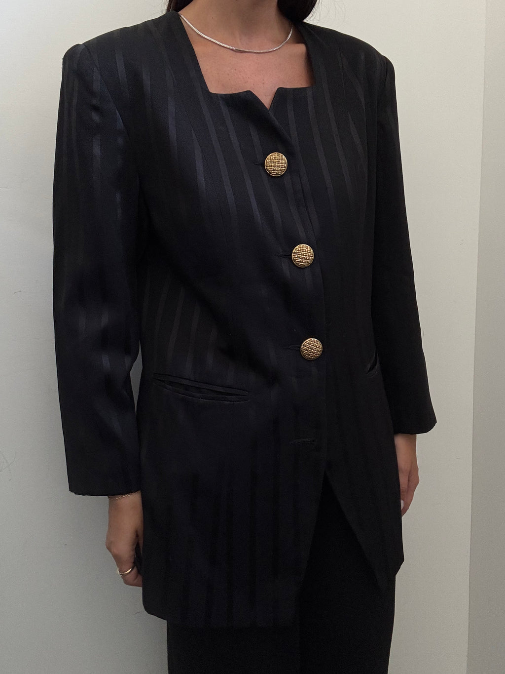 Vintage Black Striped Suit Set Size Medium