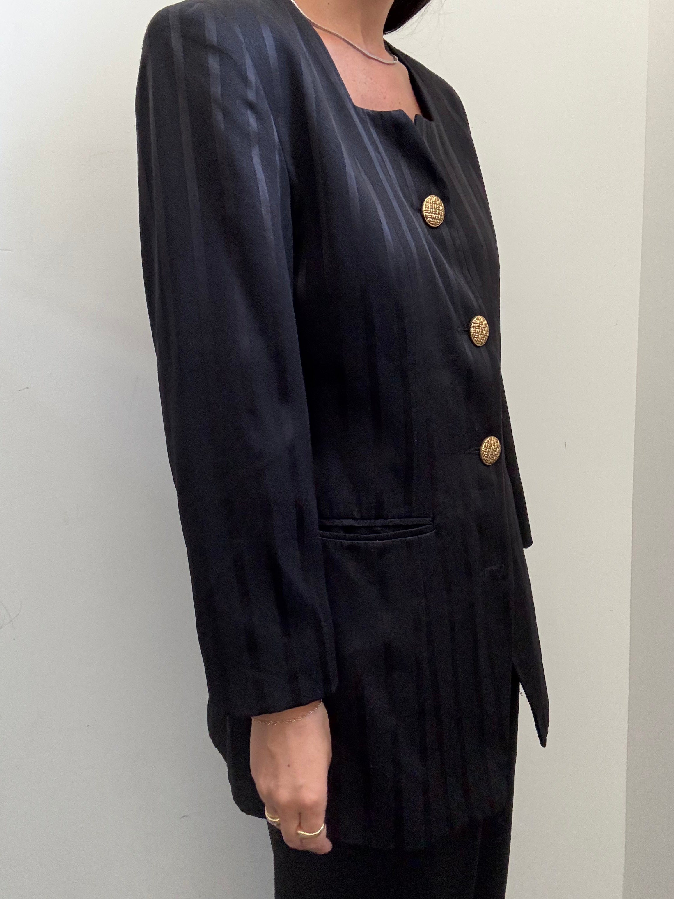 Vintage Black Striped Suit Set Size Medium