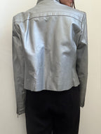 Vintage Silver Stand Collar Leather Jacket Size Medium