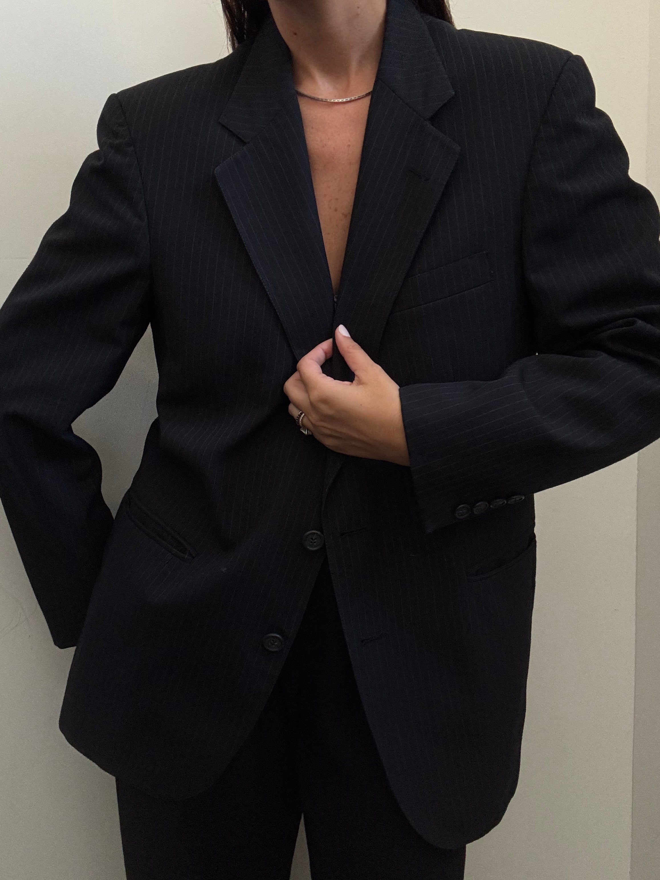 Vintage Navy Pinstriped Classic Blazer Size Medium