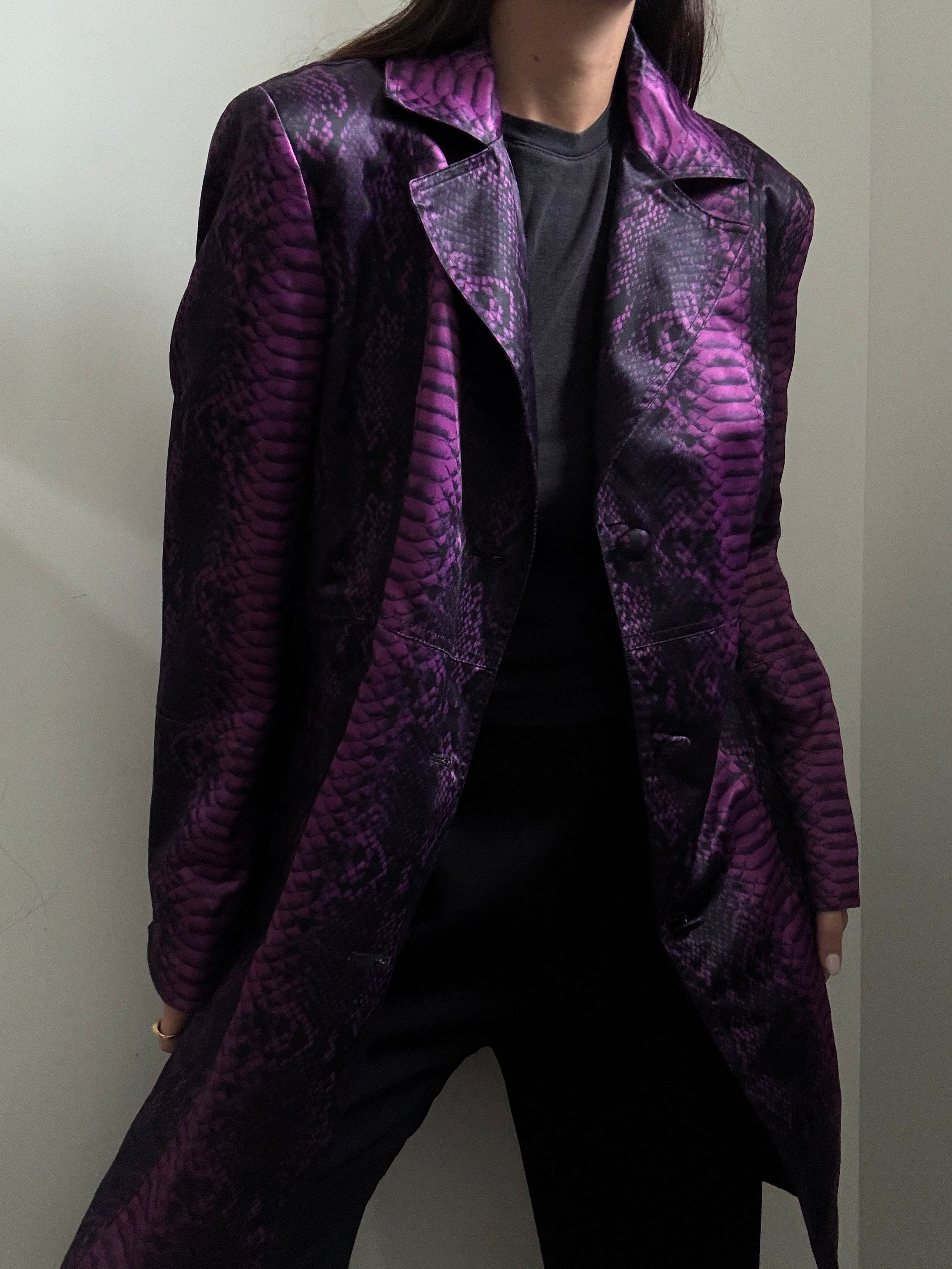 Vintage Purple Snakeskin Long Blazer Size Medium