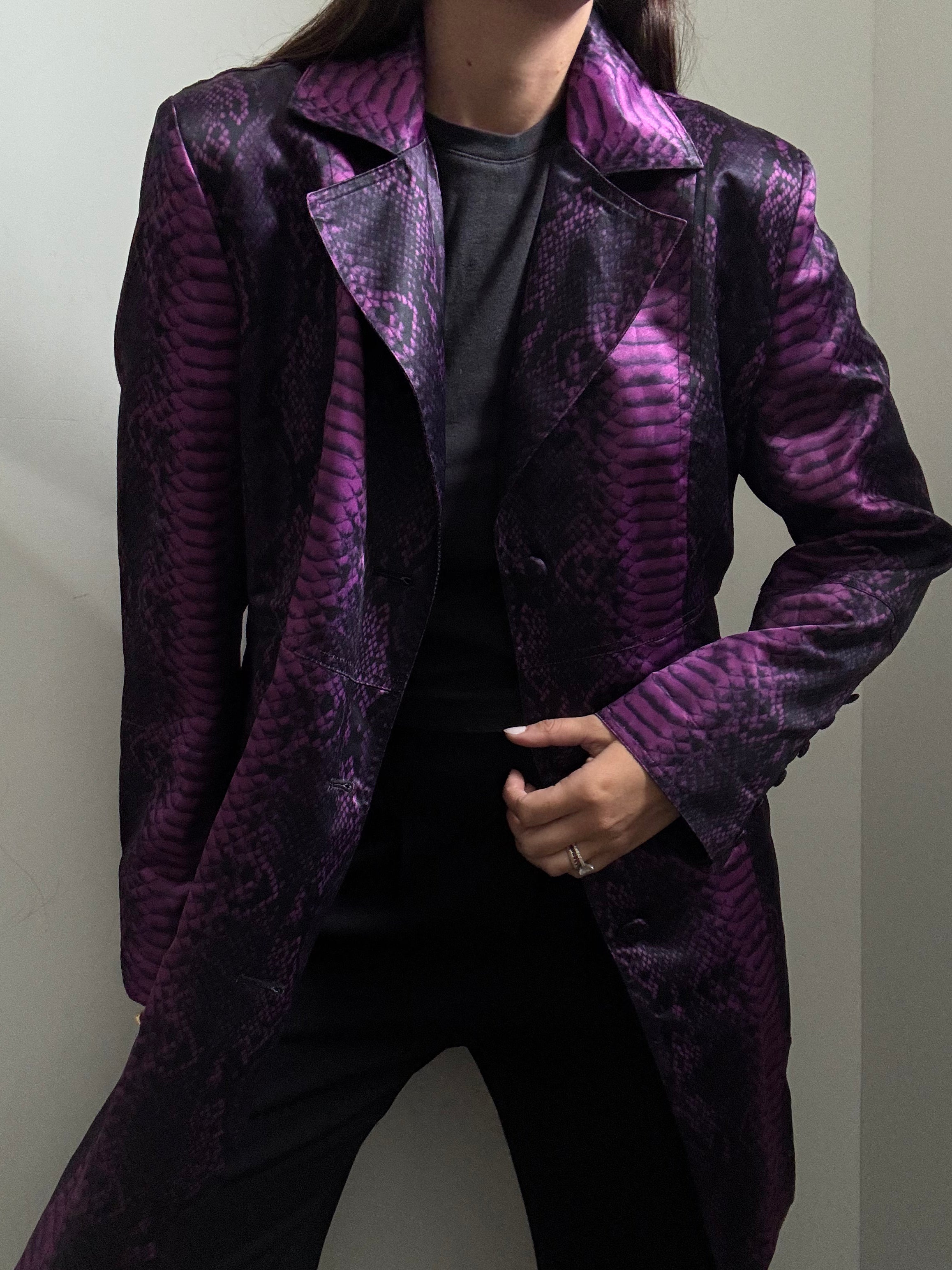 Vintage Purple Snakeskin Long Blazer Size Medium