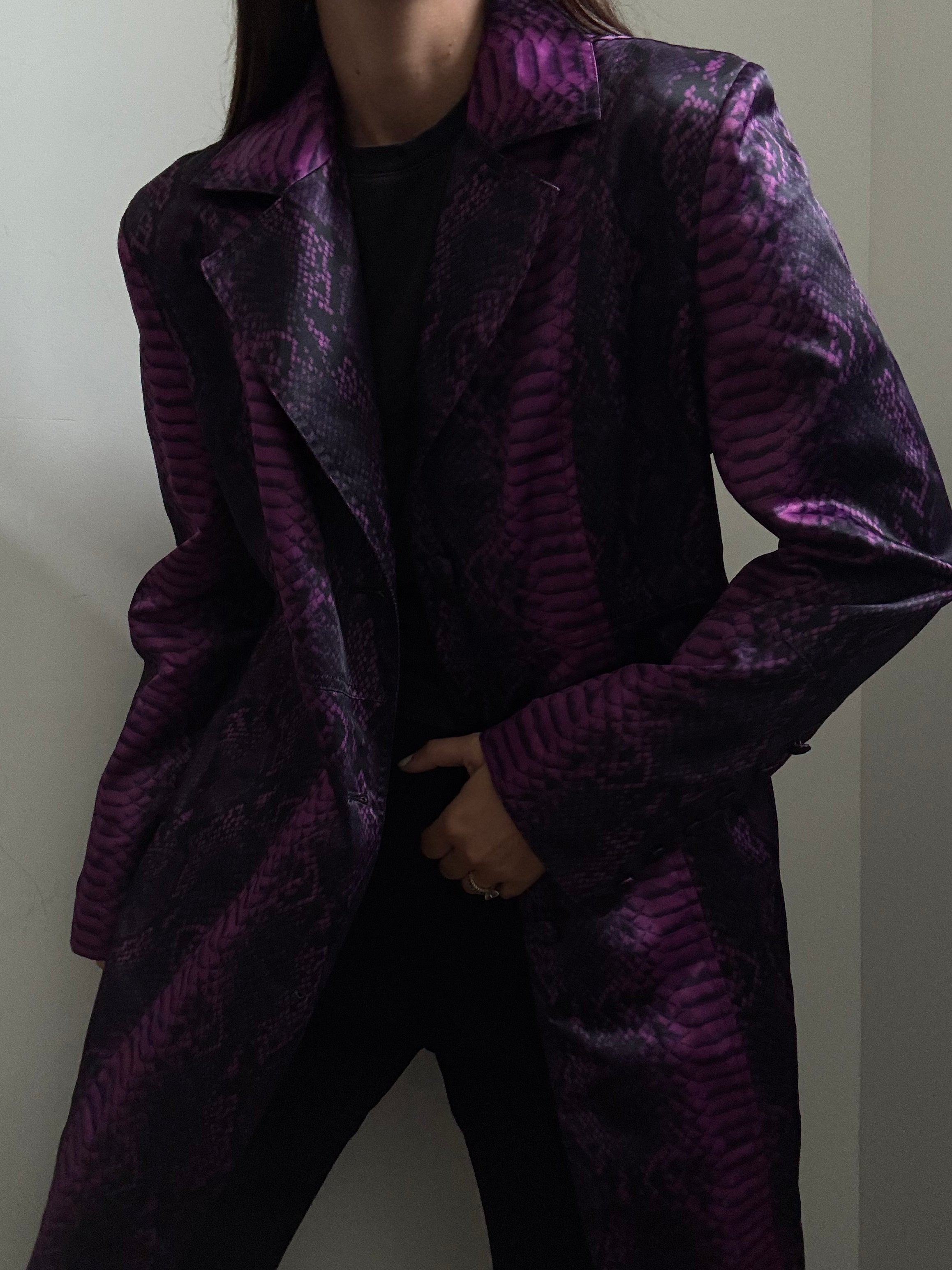 Vintage Purple Snakeskin Long Blazer Size Medium