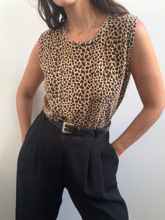 Vintage Cheetah Sweater Vest Size Medium