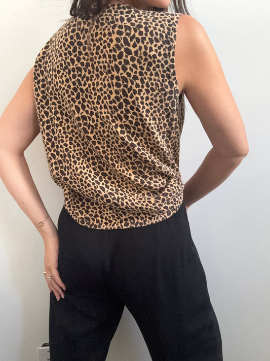 Vintage Cheetah Sweater Vest Size Medium